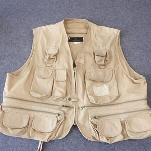 Canvasback Vintage Fishing Vest Mens XXL Tan Khaki Multi Pocket Utility Gorpcore